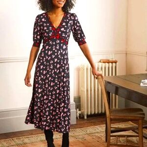 BODEN Eva Jersey Floral Print Midi Dress. Size: 8P